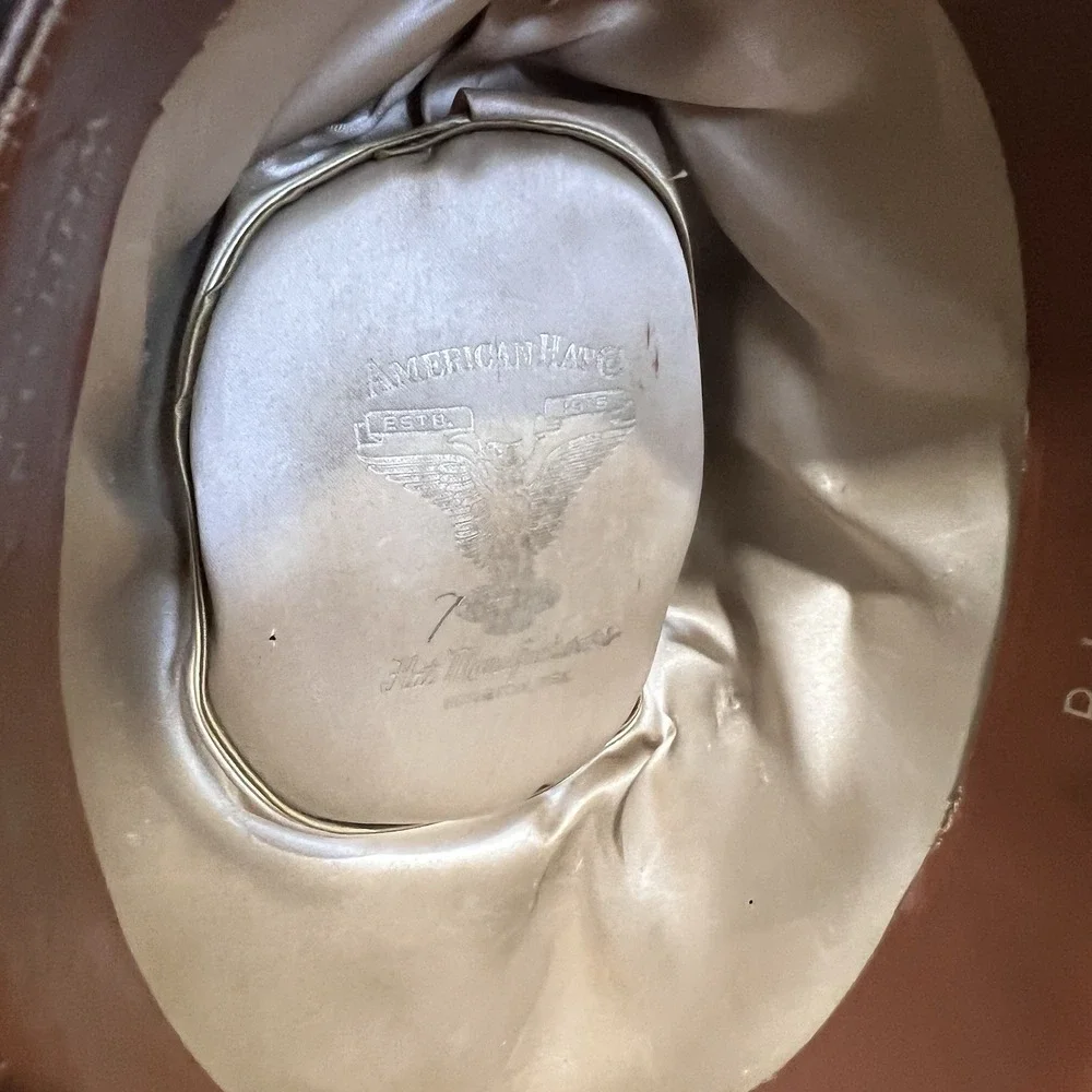 Vintage‎ American Hat Co.  Cowboy Hat SZ 7 Chocolate Brown Custom Flower 1960s